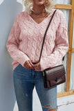 Cable Knit V Neck Hoodies Sweater