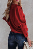 Red Satin Cuffed Sleeve Shirt