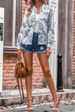 Floral Print Zipper Jacket Coat
