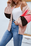Color Block Open Front Button Sweater Cardigans