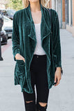 Winter Outfits Plain Lapel Collar Open Velvet Cardigans