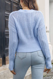 Fall Outfits V Neck Crochet Knit High Waist Sweaters