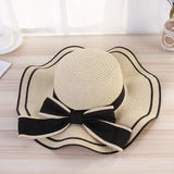 Paziye Big Brim Sun Hat with Wavy Bow Beach Hat