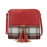 Paziye Plaid Fringed Crossbody Bag