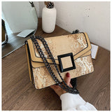 Women's Snake Print Square Shoulder Bag Crossbody Bags