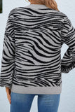Zebra Stripes Print Long Sleeve Sweater