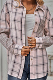 Stripes Splicing Button Up Pocket Plaid Shirt