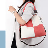 Patchwork Color Shoulder Bag Stylish Vintage Tote Bag