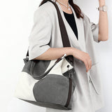 Patchwork Color Shoulder Bag Stylish Vintage Tote Bag