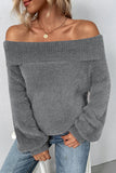 Plain Off Shoulder Hairy Knit Sweaters