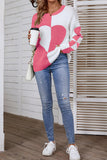 Color Block Heart Knit Sweaters