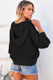 Black Henley V Neck Hooded Autumn Outfits Sweater