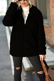 Plain Open Zipper Rib Fleece Winter Outfits Coat