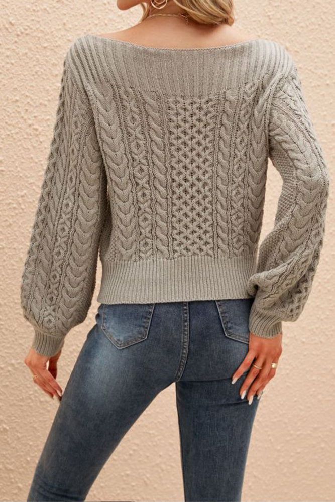 Off Shoulder Cable Knit Sweaters