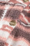 Pink Tribal Print Pocket Buttoned Sherpa Winter Outfits Jacket