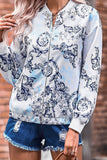 Floral Print Zipper Jacket Coat