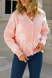 Flower V Neck Button Cardigan