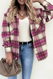 Single-breasted Plaid Tweed Shacket Coat with Pockets