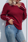 Plain Button Cuff Long Sleeves Knit Sweaters