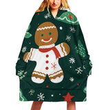 Oversized Wearable Blanket Christmas Print Hoodie With Pocket