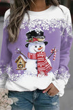 Women Christmas Cute Funny Snowman Graphic Sweatshirt Merry Christmas Snowflake Graphic Print Long Sleeve Pullover Tops