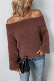 Plain Off Shoulder Hairy Knit Sweaters