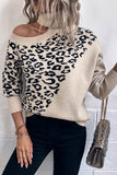 Turtleneck Cold Shoulder Leopard Knitting Sweater Autumn Outfits