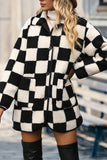 Checked Plaid Fluffy Winter Outfits Coat
