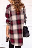 Pockets Open Button Long Length Plaid Shackets
