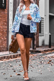 Floral Print Zipper Jacket Coat