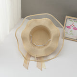 Paziye Straw Hat Bow Lace Beach Hat