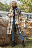 Women's Extra Long Plaid Trench Coat Jacket