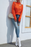 Long Sleeve Turtleneck Cut Out Sweater