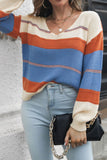 Winter Outfits Colorblock Knitting Pullover Sweater