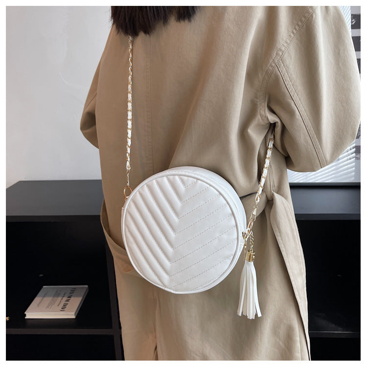 New Simple Fashion One Shoulder Messenger Bag Retro Small Round Bag