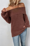 Plain Off Shoulder Hairy Knit Sweaters