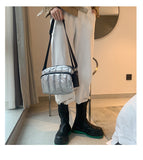 Luxury Space Cotton Shoulder Bags for Women Winter Crossbody Down Bag Designer Handbag Wide Shoulder Strap Messenger Pack