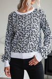 Leopard Splicing Knitting Pullover Winter Outfits  Sweater