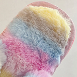 Paziye Colorful Plush Cross Plush Slippers
