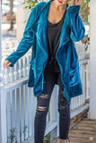 Winter Outfits Plain Lapel Collar Open Velvet Cardigans