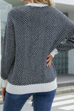 Wave Striped Two Tone Pullover Knit Sweaters