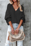 Fall Outfits V Neck Long Sleeve Cable Knit Sweater