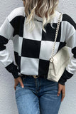 Plaid Checked Knit Pullover Sweater