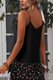 V Neck Ruffled Solid Color Tank Top