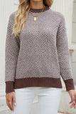 Wave Striped Two Tone Pullover Knit Sweaters