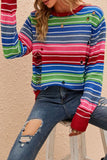 Multicolor Ripped Pullover Sweater