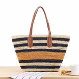 Women Summer Stripe Handwoven Beach Bag