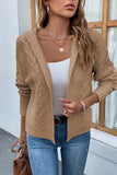Cable Knit Open Front Cardigan With Hood