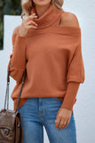 High Neck Cold Shoulder Pullover Autumn Outfits   Sweaters