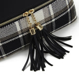 Paziye Plaid Fringed Crossbody Bag